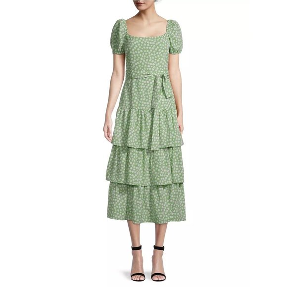 LIKELY Lottie Short Sleeve Floral Sage Dress - NWT - Size 2 - Picture 1 of 6